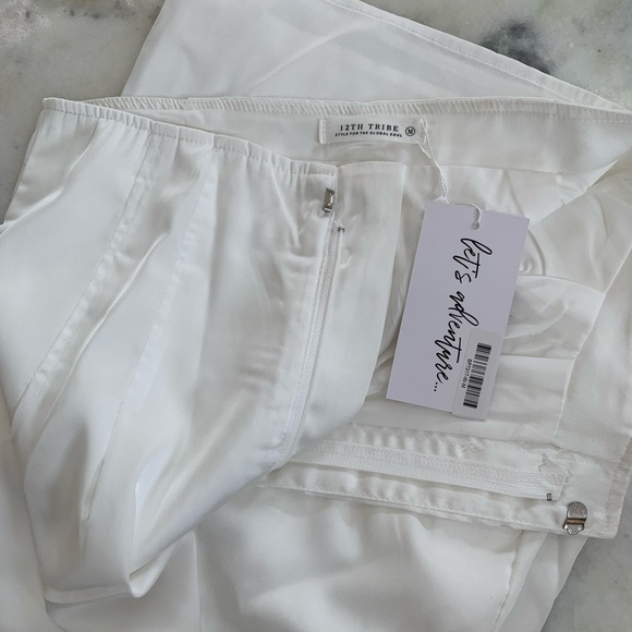 12th Tribe Halley White Satin Trousers Medium - Picture 6 of 6